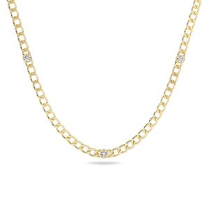 Cuban halskjede 0,30 ct – 14K gull og diamanter