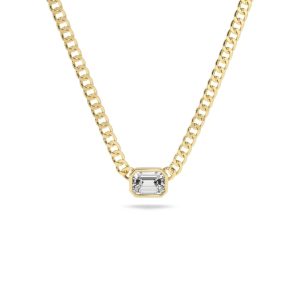Cuban halskjede emerald cut 0,25 ct – 14K gull