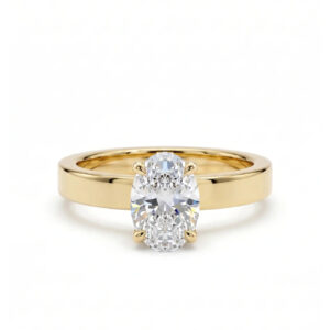 Oval diamantring 1,00 ct – 3 mm cigar band