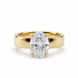Oval diamantring 2,00 ct – 4 mm cigar band