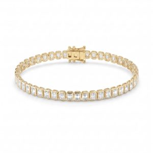 Emerald cut tennisarmbånd i bezelinnfatning