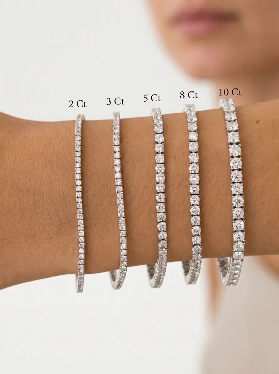 Tennisarmbånd hvitt gull 8,00 ct - Bilde 4
